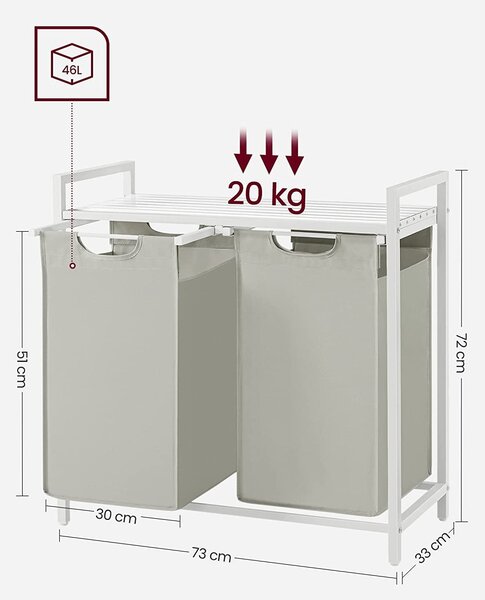 SPECA bézs kétkamrás szennyeskosár polccal