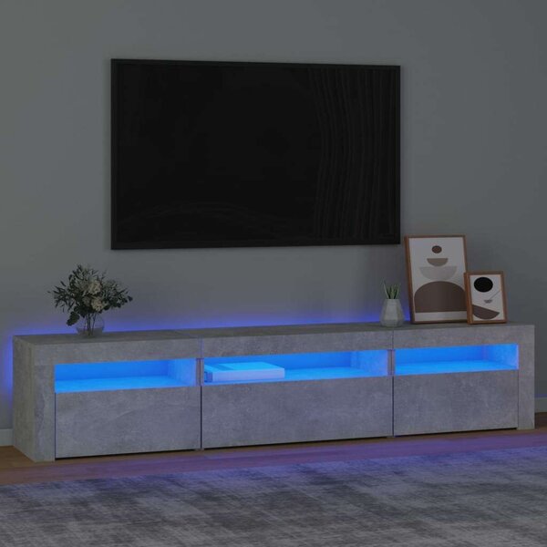 VidaXL LED TV Szekrény - Beton Szürke - 195cm