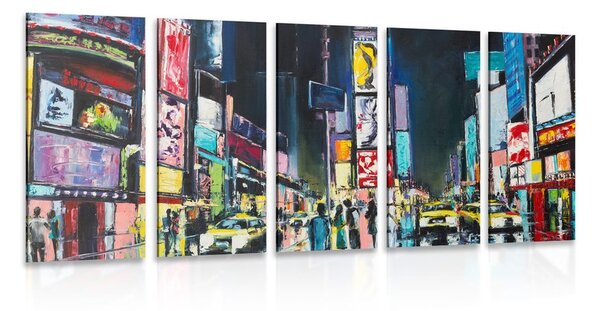 5-részes kép színes New York