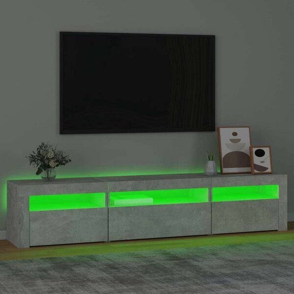VidaXL LED TV Szekrény - Beton Szürke - 195cm