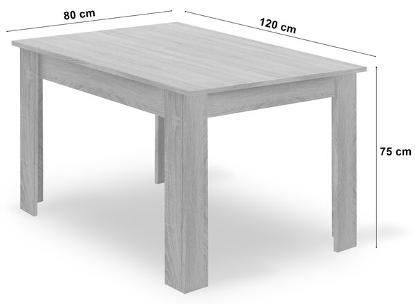 Étkezőasztal szett: NP 120×80 cm artisan tölgy/fekete + 4 db WAT szék fekete/fekete láb