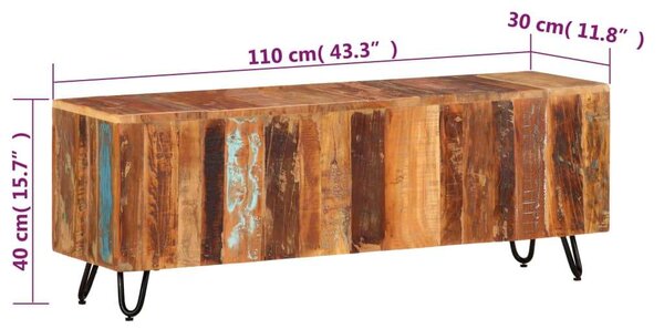 Rusztikus Újrahasznosított Fa TV-Szekrény - 110x30x40 cm