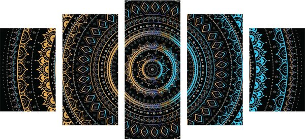 5 részes kép Mandala nap mintával