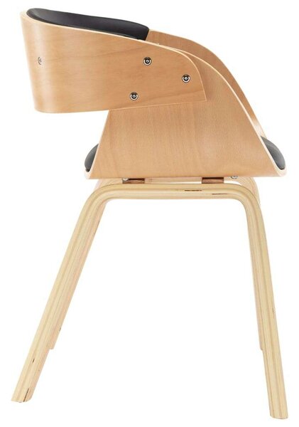 Modern Fa-Műbőr Étkezőszék - 2 db - Fekete