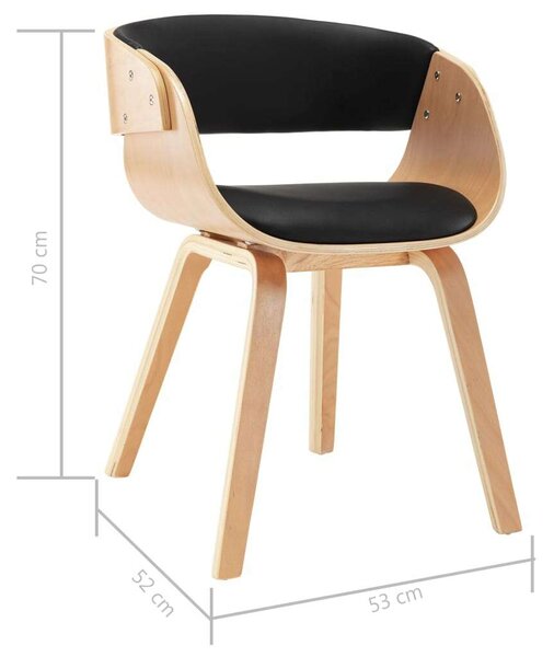 Modern Fa-Műbőr Étkezőszék - 2 db - Fekete