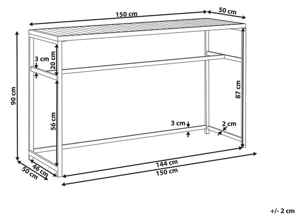 Kerti bárasztal AVETRANA 150 cm 50 cm Világoszöld