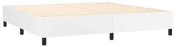 Fehér műbőr rugós ágy matraccal és led-del 200x200 cm