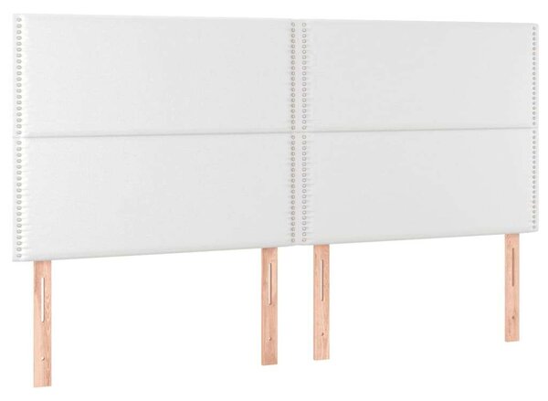 Fehér műbőr rugós ágy matraccal és led-del 200x200 cm