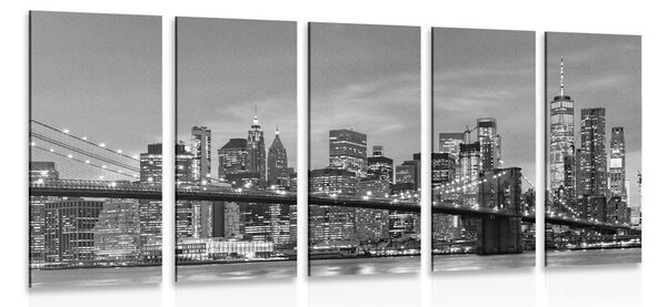 5-részes kép csodás Brooklyn híd fekete fehérben