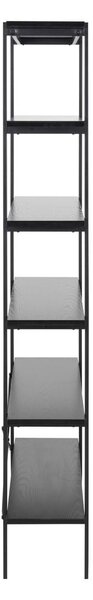 Fekete polcos állvány kőrisfa dekorral 94x172 cm Angus – Actona
