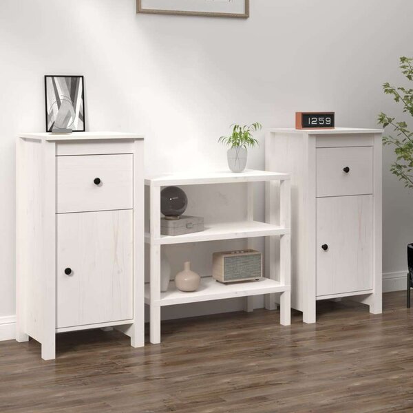 VIDAXL - Fehér Tömör Fenyőfa Tálalószekrény - 2 db - 40x35x80 cm