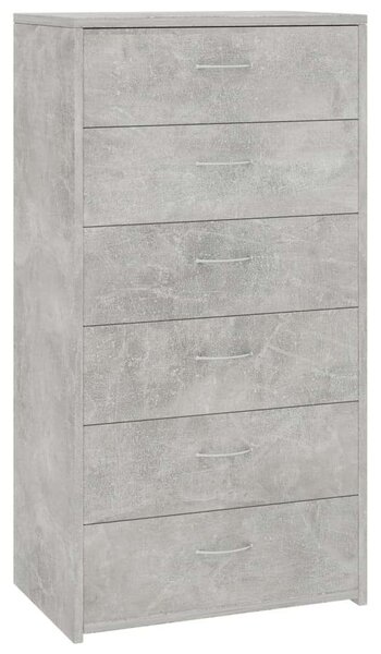 6-fiókos betonszürke forgácslap tálalószekrény 50 x 34 x 96 cm