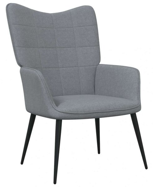 Modern Szövet Pihenőfotel Lábtartóval - Világosszürke - 61x70x96,5cm
