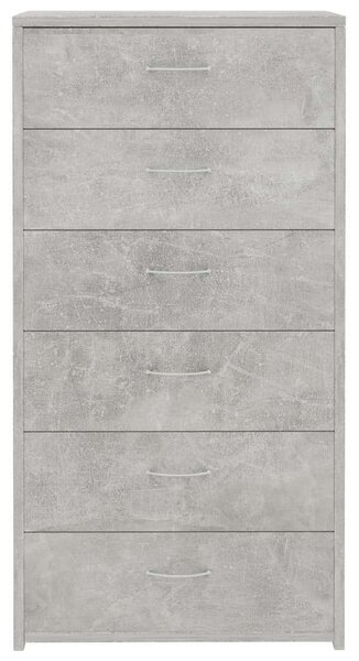 6-fiókos betonszürke forgácslap tálalószekrény 50 x 34 x 96 cm