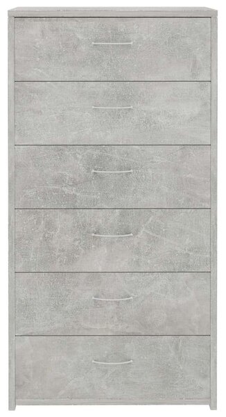6-fiókos betonszürke forgácslap tálalószekrény 50 x 34 x 96 cm