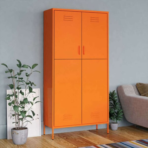 Trendy Acél Ruhásszekrény - Narancssárga - 90x50x180 cm