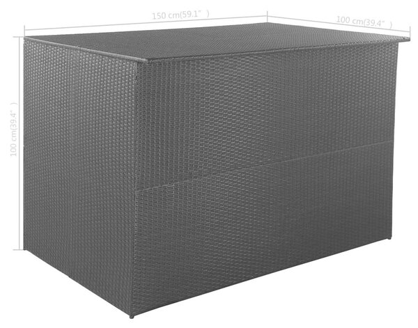 VidaXL Kerti Tárolóláda - Polyrattan - Fekete - 150x100x100cm