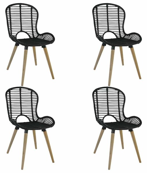 Rattan Étkezőszék - Fekete - 4 db