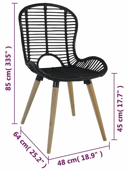 Rattan Étkezőszék - Fekete - 4 db