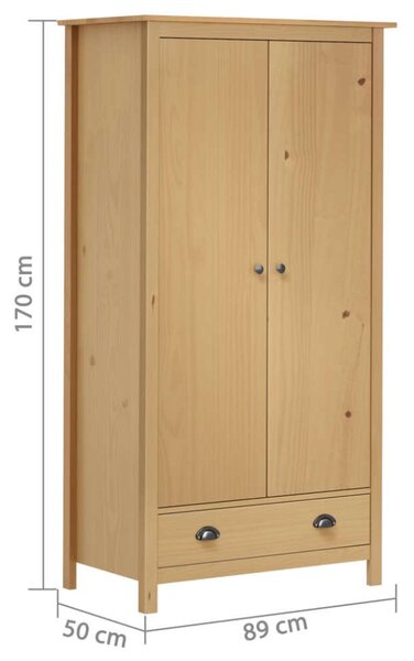 VidaXL Tömörfenyő Gardrób - 2 Ajtó - 89x50x170 cm