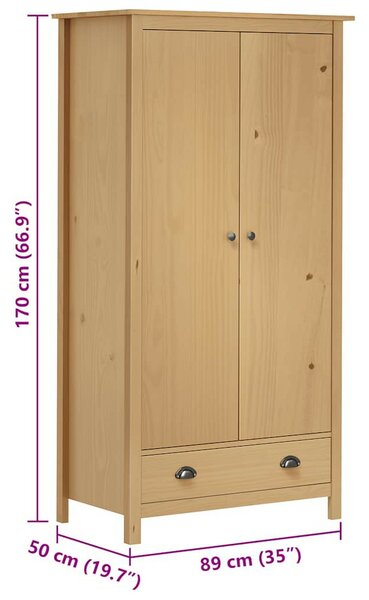VidaXL Tömörfenyő Gardrób - 2 Ajtó - 89x50x170 cm