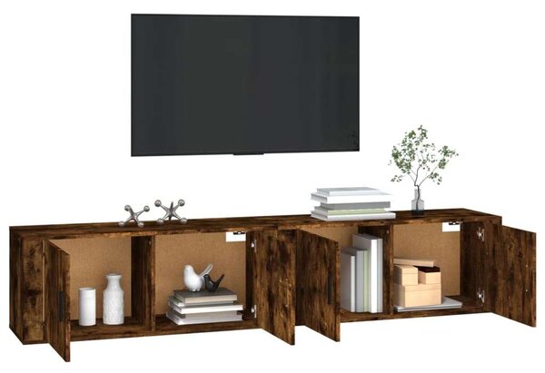 VidaXL Falra Szerelhető TV Szekrény Szett - Füstös Tölgy - 2 db - 100x34,5x40 cm