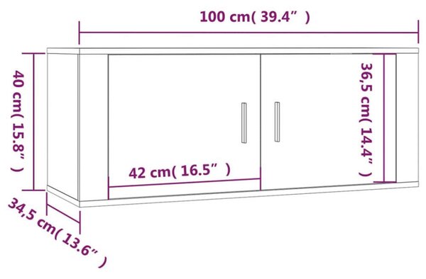 VidaXL Falra Szerelhető TV Szekrény Szett - Sonoma Szürke - 2x100cm