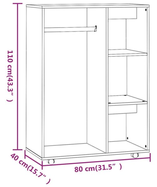 VidaXL füstös tölgyszínű szerelt fa ruhásszekrény 80 x 40 x 110 cm