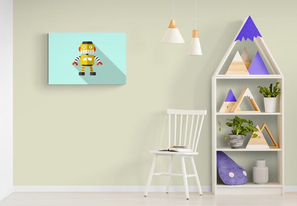 Kép sárga robot kék háttéren