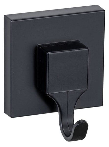 Fekete öntapadós műanyag akasztó szett 2 db-os Quadro – Wenko