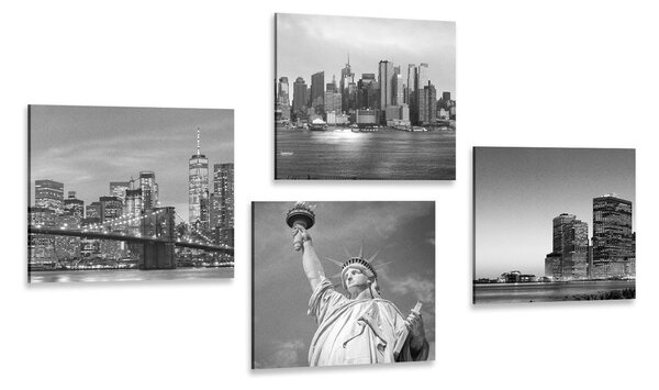 Képszett New York fekete-fehér változatban
