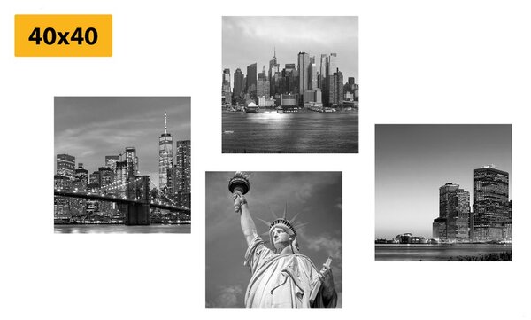 Képszett New York fekete-fehér változatban