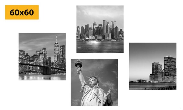 Képszett New York fekete-fehér változatban