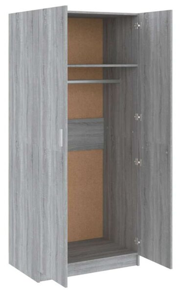VidaXL Tömörfa Ruhaszekrény - Szürke Sonoma - 80x52x180 cm