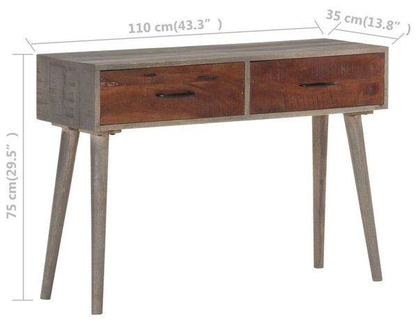 VidaXL Tömörfa Tálalóasztal - 2 Fiókos - 110x35x75 cm