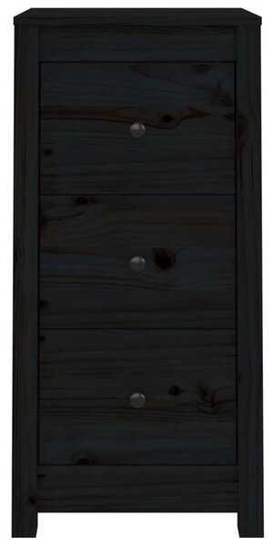 VIDAXL - Tömör Fenyőfa Tálalószekrény - Fekete - 2 db - 40x35x80 cm