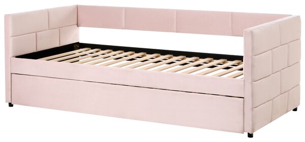 Kihúzható heverő Bársony CHAVONNE 90 x 200 cm Rózsaszín