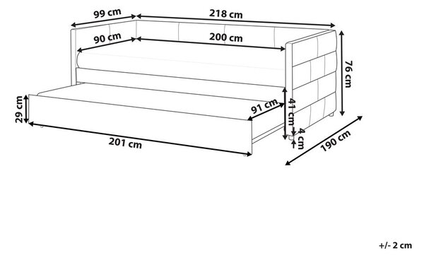 Kihúzható heverő Bársony CHAVONNE 90 x 200 cm Rózsaszín