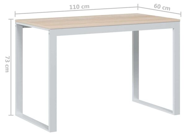 Fehér-tölgyszínű forgácslap számítógépasztal 110 x 60 x 73 cm