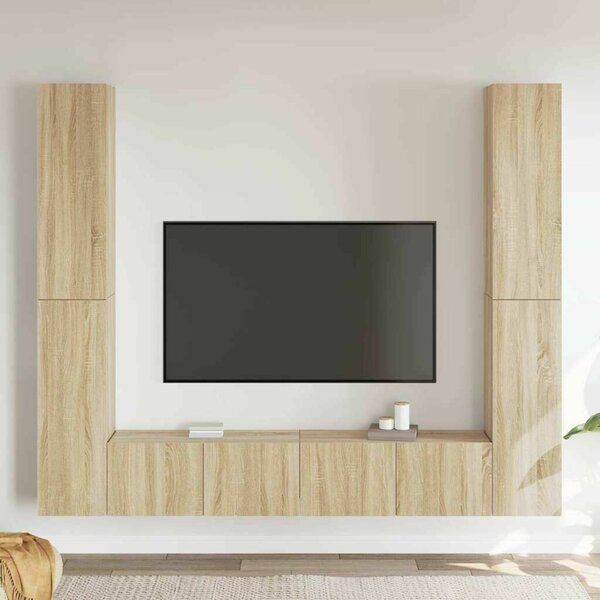 Modern TV Szekrény Szett - Sonoma Tölgy - 6 Rész