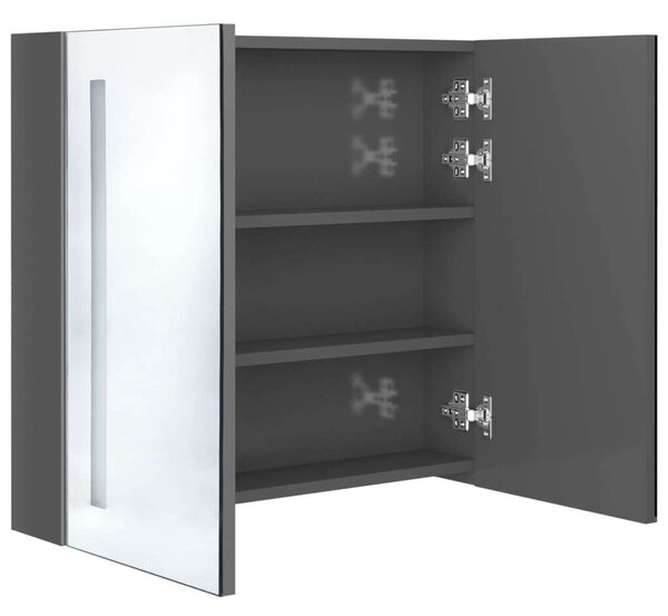 Betonszürke led-es tükrös fürdőszobaszekrény 62 x 14 x 60 cm