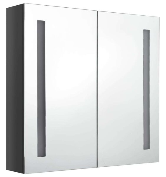 Betonszürke led-es tükrös fürdőszobaszekrény 62 x 14 x 60 cm
