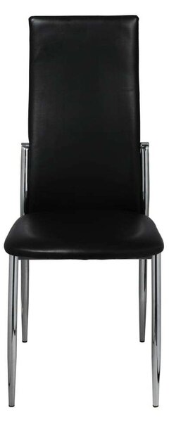 Elegáns Műbőr Étkezőszék - 4 db - Fekete - Króm Lábak