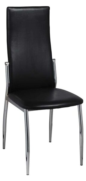 Elegáns Műbőr Étkezőszék - 4 db - Fekete - Króm Lábak