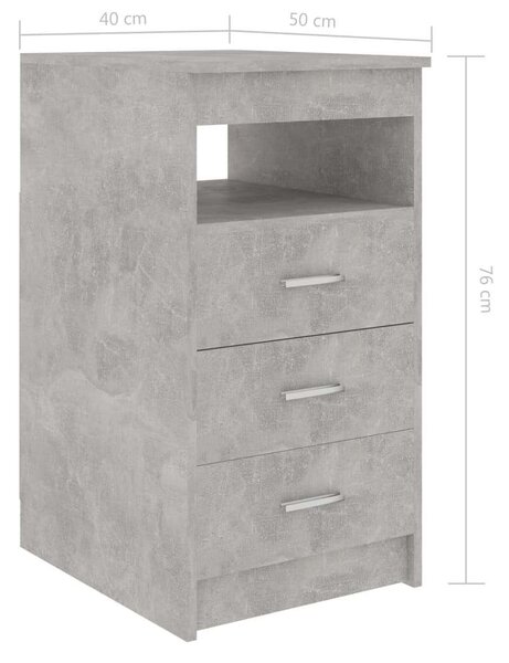 VidaXL Fiókos Szekrény - Betonszürke - 40x50x76 cm