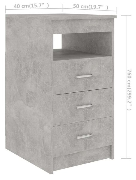 VidaXL Fiókos Szekrény - Betonszürke - 40x50x76 cm