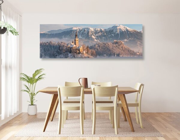 Kép templom a Bled tónál Szlovéniában