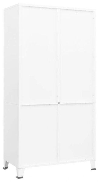 Fém Ruhásszekrény - Fehér - 90x50x180 cm - 3 Fiókkal