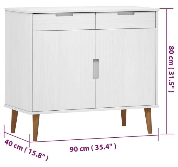 Vidaxl MOLDE Tálalószekrény - Fehér - 90x40x80 cm