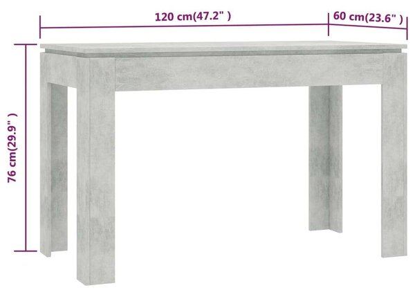 Modern Étkezőasztal - Betonszürke - 120x60 cm